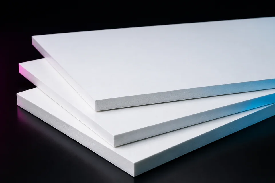 Weiße Hartschaumplatten mit sichtbarer Materialkante